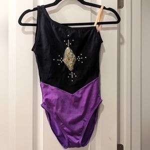 Handcrafted Prince Inspired One Piece Bathing Suit Size 30 Long Purple and Black
